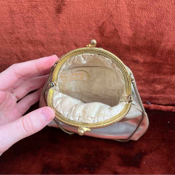 antique walborg silver leather kiss lock bag - Picture 6 of 11